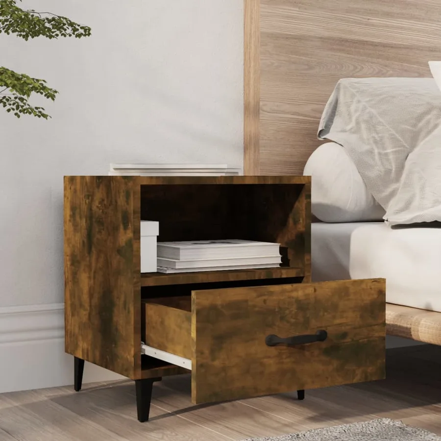 Tables de chevet 2 pcs Chêne fumé Bois d'ingénierie - 9