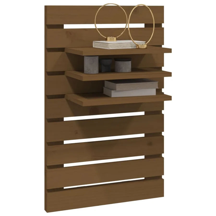 Étagères de chevet murales 2 pcs Marron miel Bois de pin massif - 4