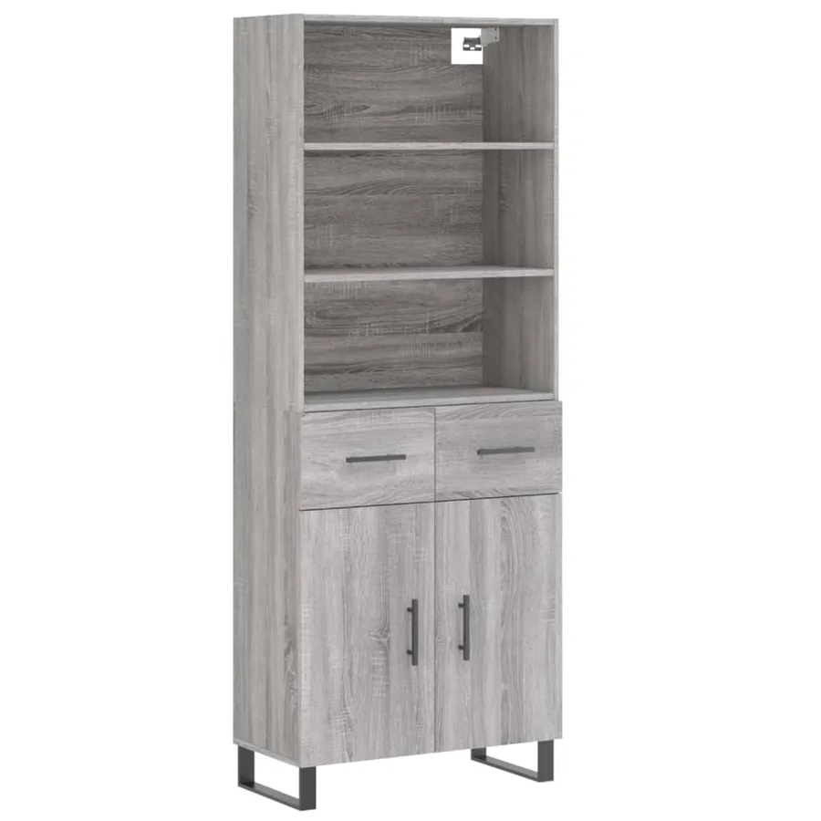 Buffet haut Sonoma gris 69,5x34x180 cm Bois d'ingénierie - 2