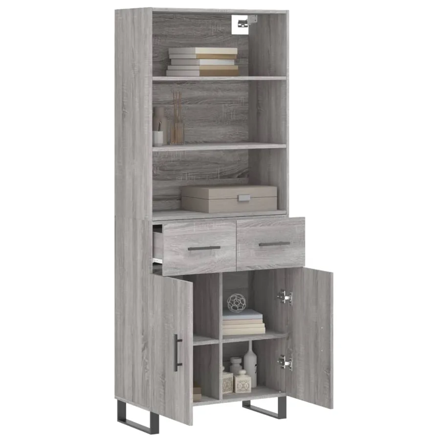 Buffet haut Sonoma gris 69,5x34x180 cm Bois d'ingénierie - 3