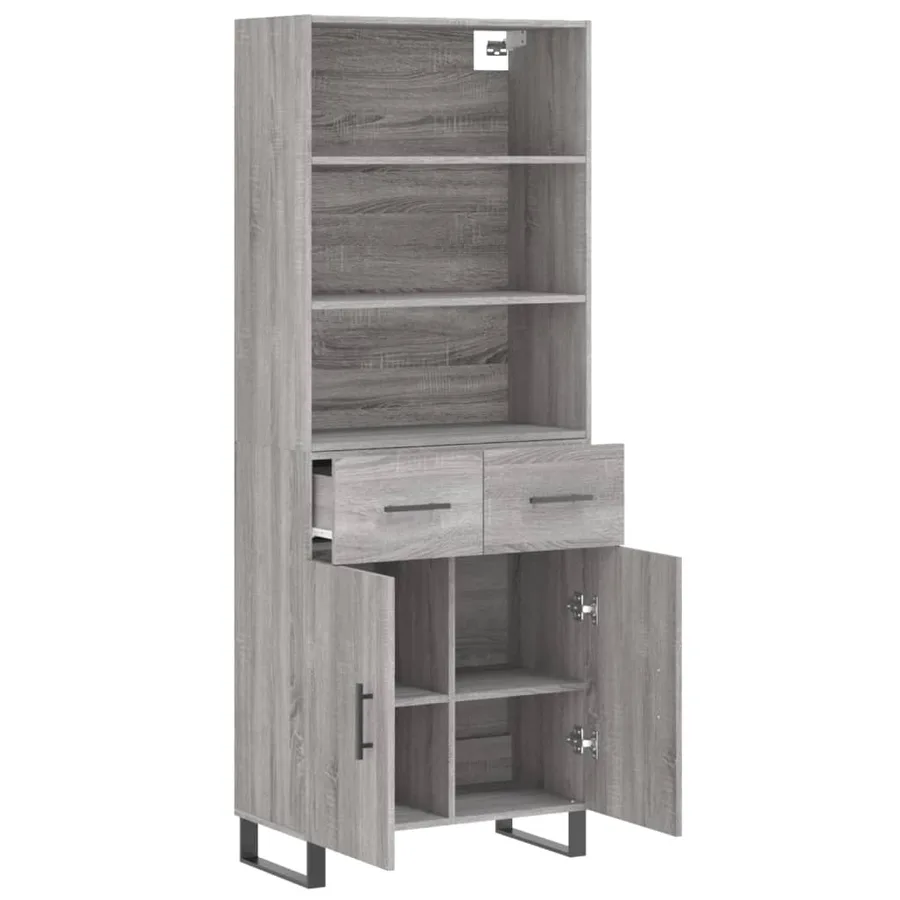 Buffet haut Sonoma gris 69,5x34x180 cm Bois d'ingénierie - 4