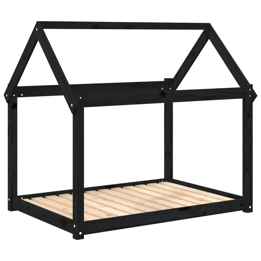 Lit pour chien Noir 111x80x100 cm Bois de pin solide - 2