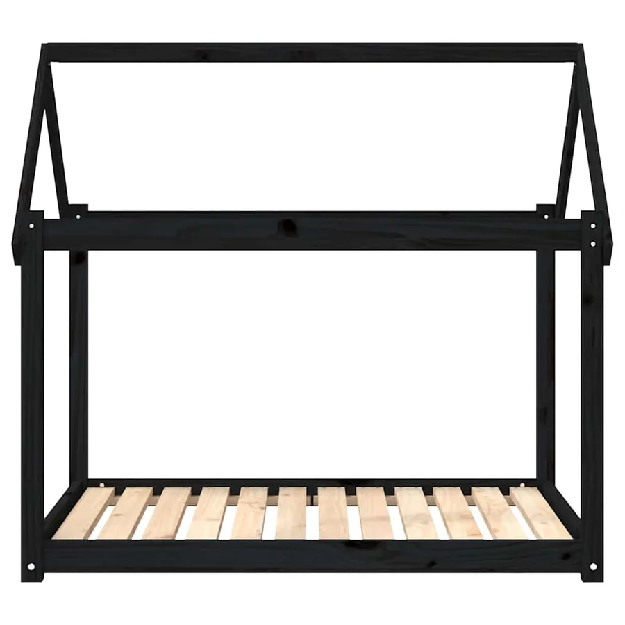 Lit pour chien Noir 111x80x100 cm Bois de pin solide - 5
