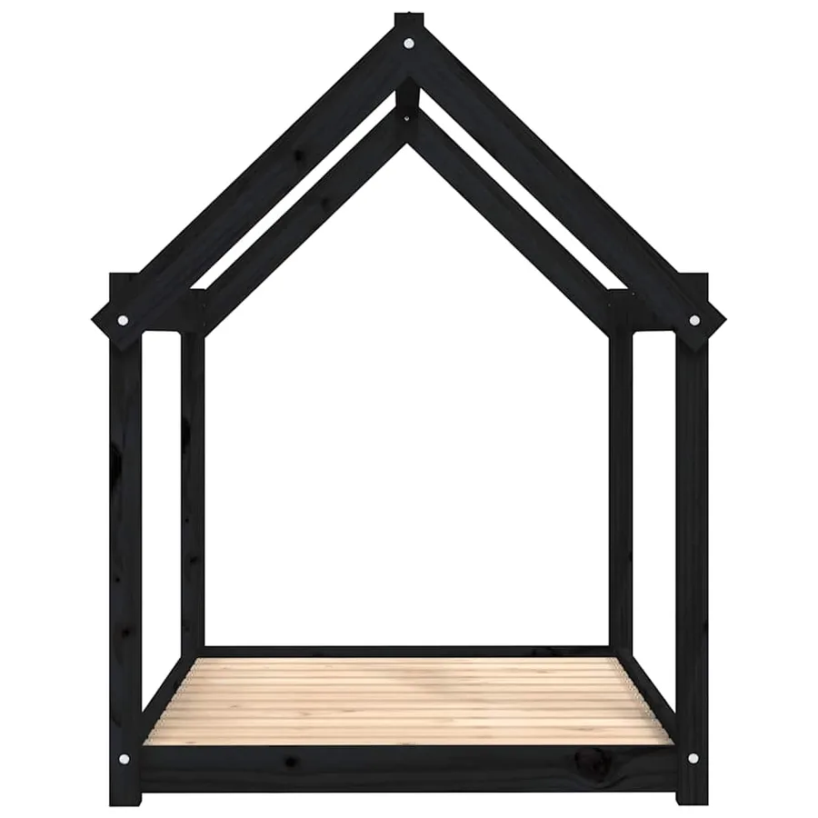 Lit pour chien Noir 111x80x100 cm Bois de pin solide - 6