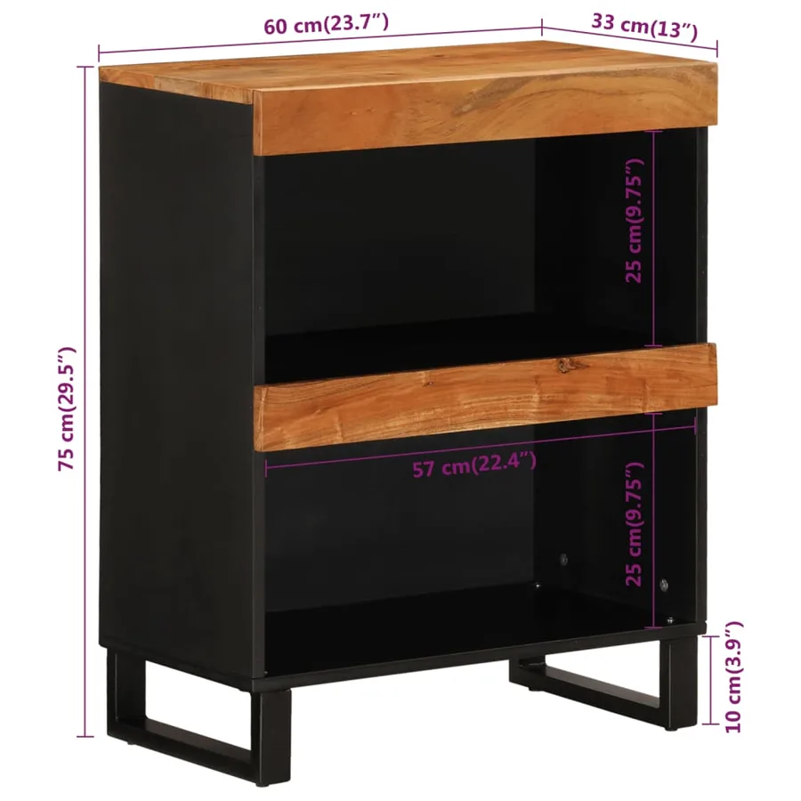 Armoire latérale 60x33x75 cm bois massif d'acacia - 8