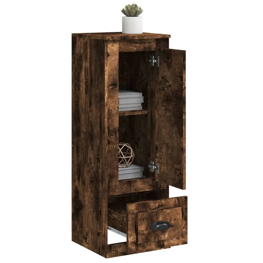 Buffet haut chêne fumé 36x35,5x103,5 cm bois d'ingénierie - 4