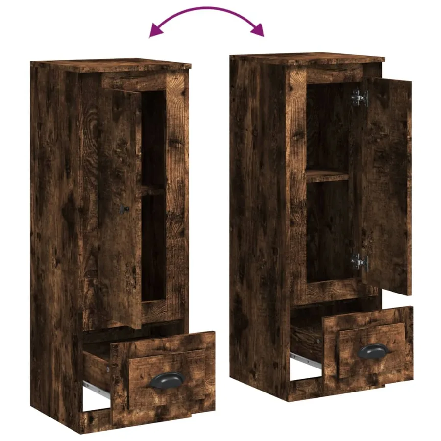 Buffet haut chêne fumé 36x35,5x103,5 cm bois d'ingénierie - 8