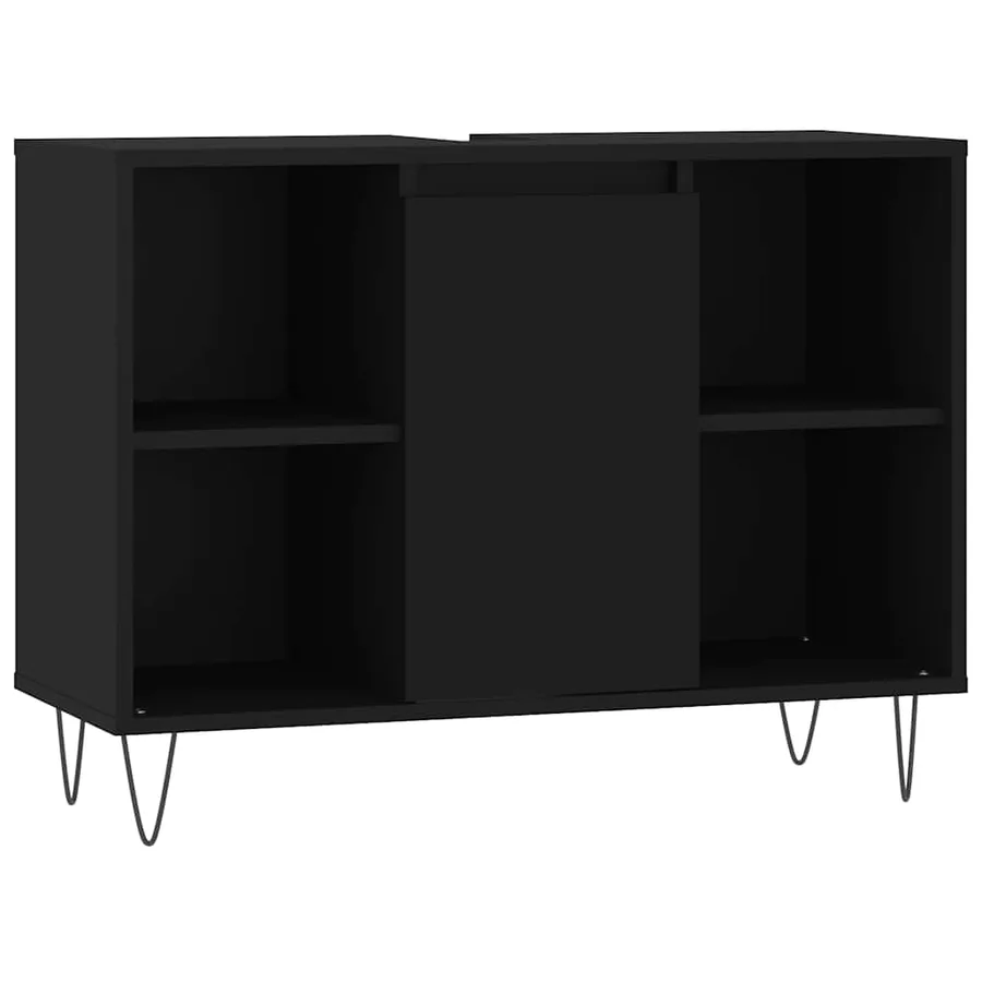 Armoire de salle de bain noir 80x33x60 cm bois d'ingénierie - 2