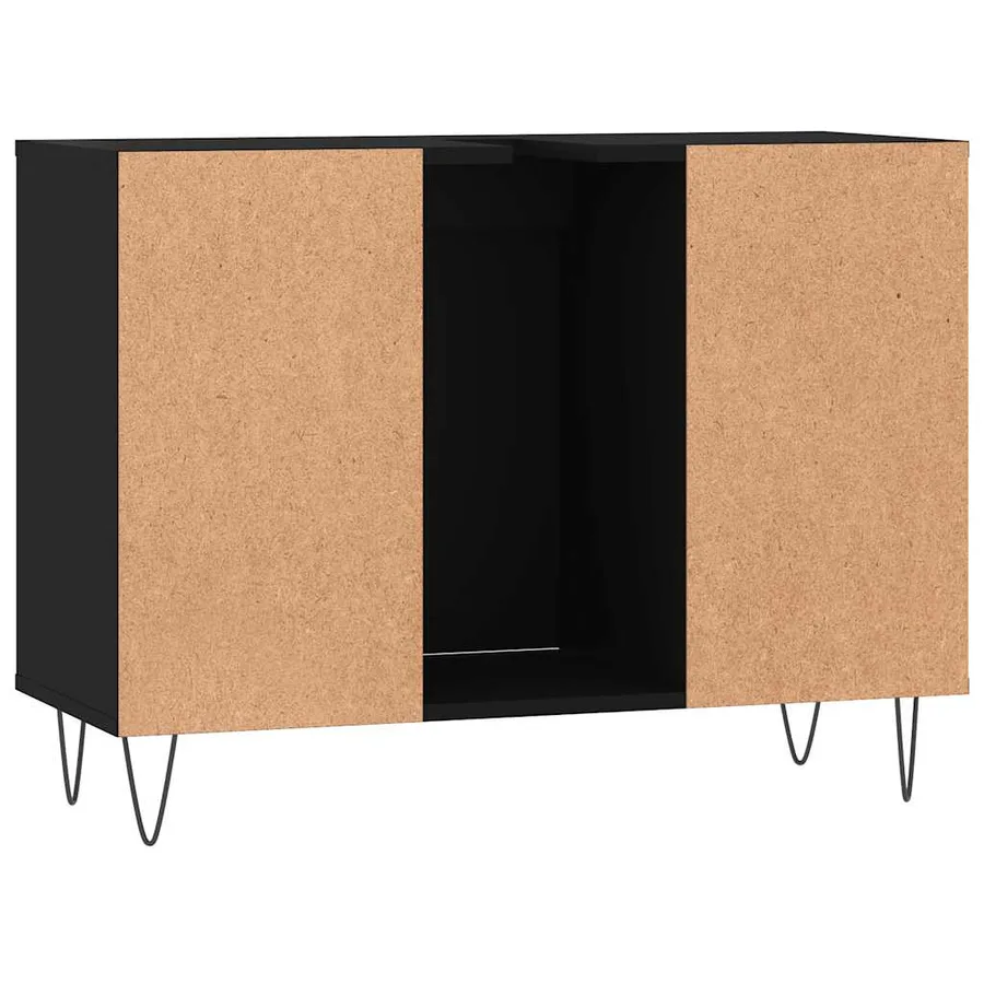 Armoire de salle de bain noir 80x33x60 cm bois d'ingénierie - 8