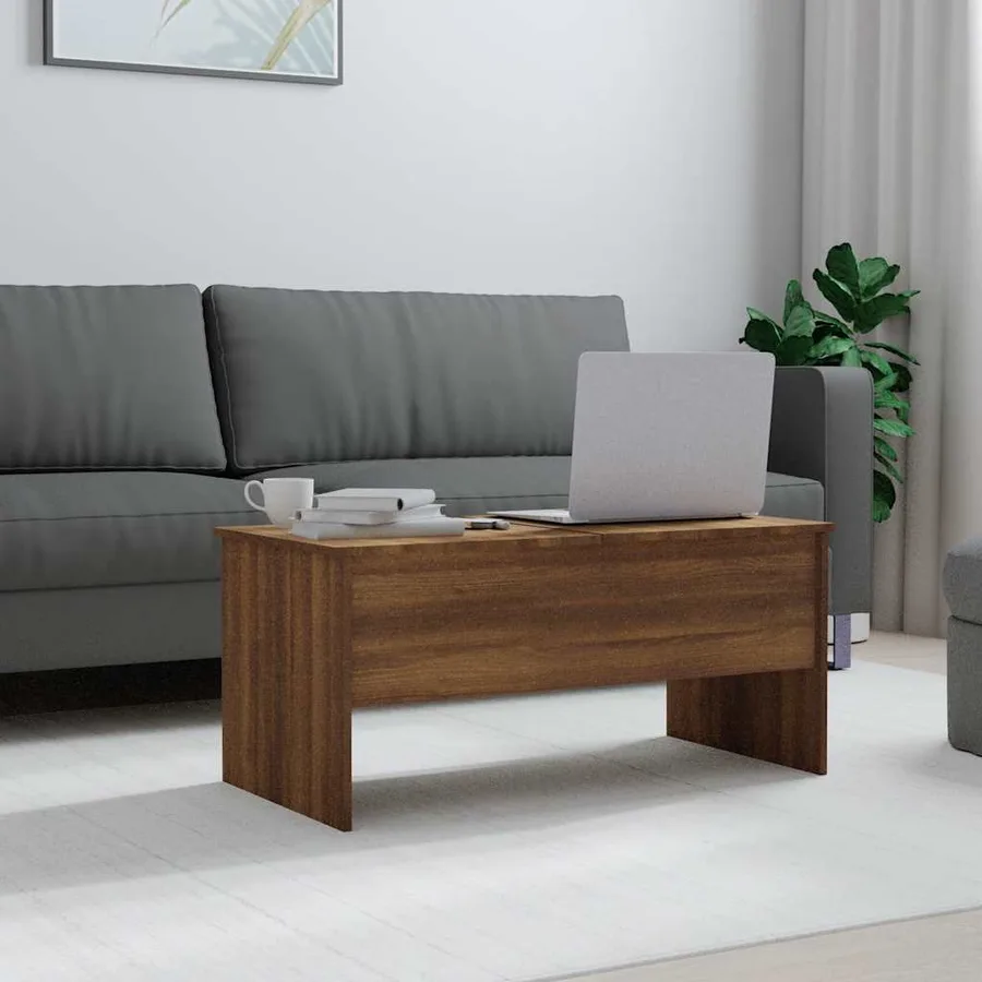 Table basse Chêne marron 102x50,5x46,5 cm Bois d'ingénierie - 3