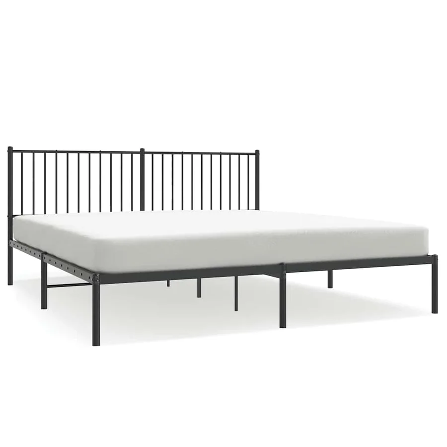 Cadre de lit métal sans matelas avec tête de lit noir 183x213cm - 2