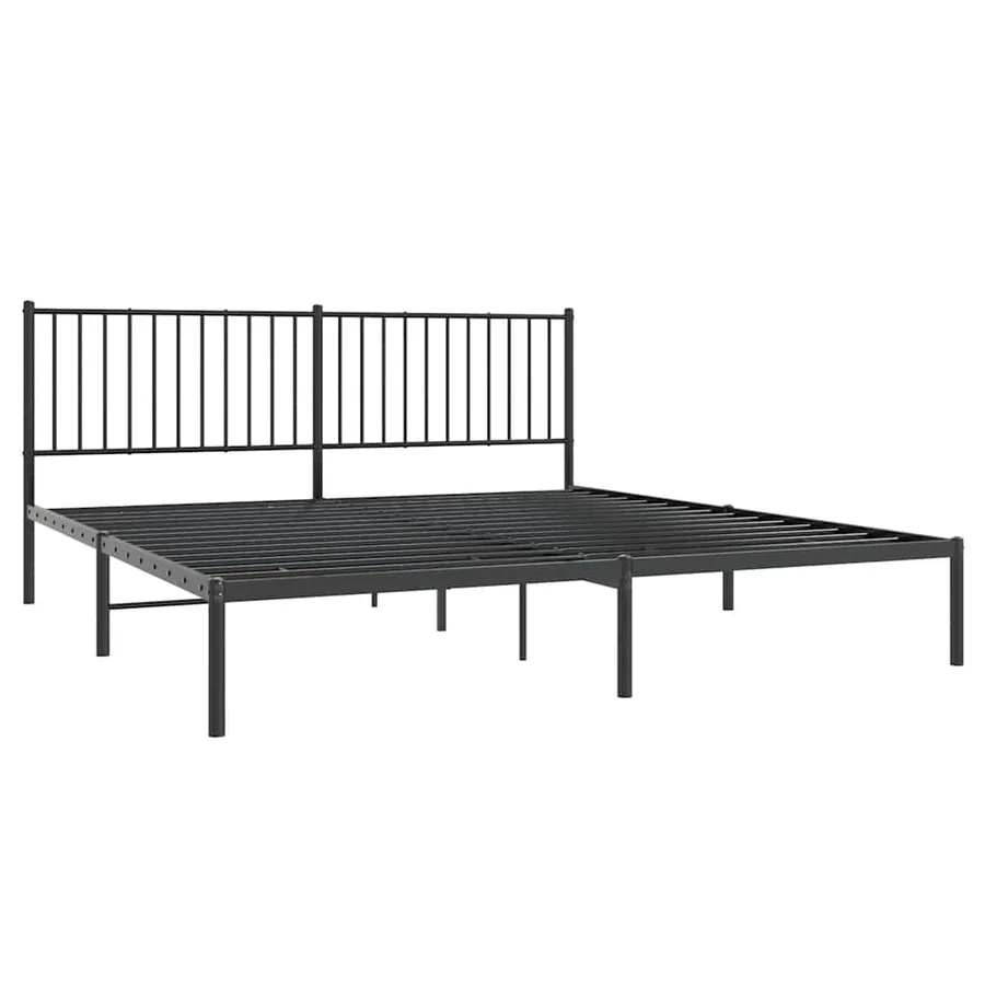 Cadre de lit métal sans matelas avec tête de lit noir 183x213cm - 3