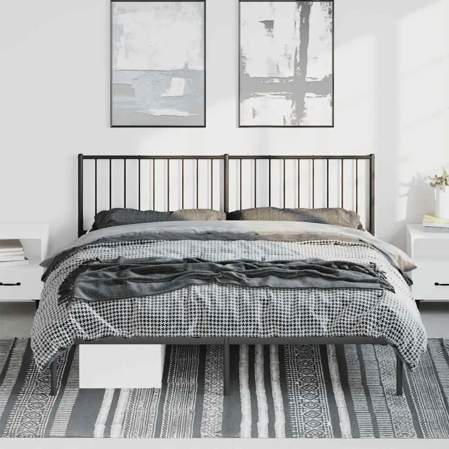 Cadre de lit métal sans matelas avec tête de lit noir 183x213cm - 4