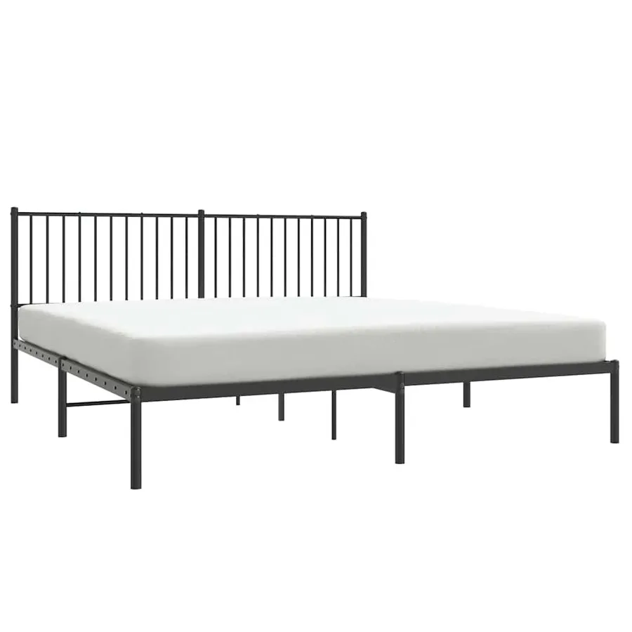 Cadre de lit métal sans matelas avec tête de lit noir 183x213cm - 5