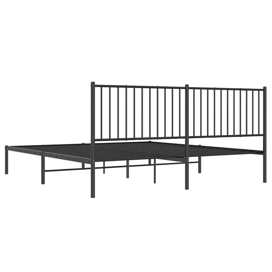 Cadre de lit métal sans matelas avec tête de lit noir 183x213cm - 8