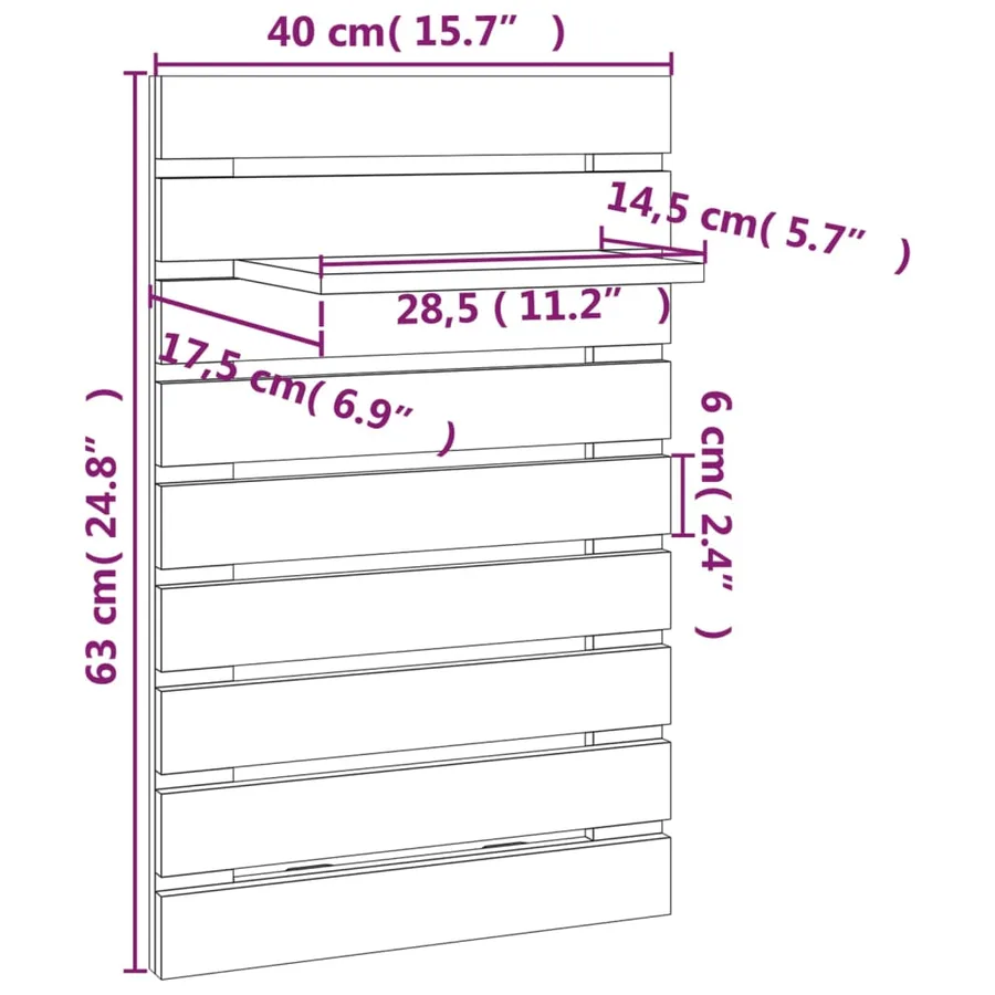 Étagères de chevet murales 2 pcs Gris Bois de pin massif - 10