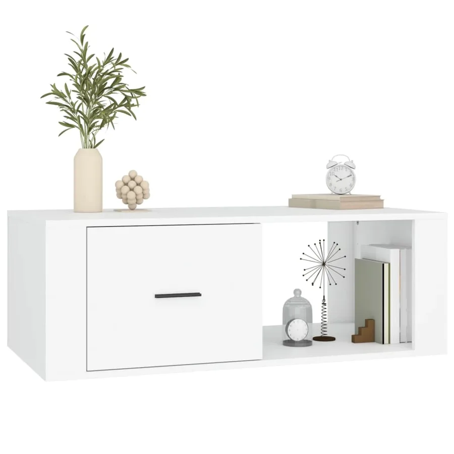 Table basse Blanc 100x50,5x35 cm Bois d'ingénierie - 4
