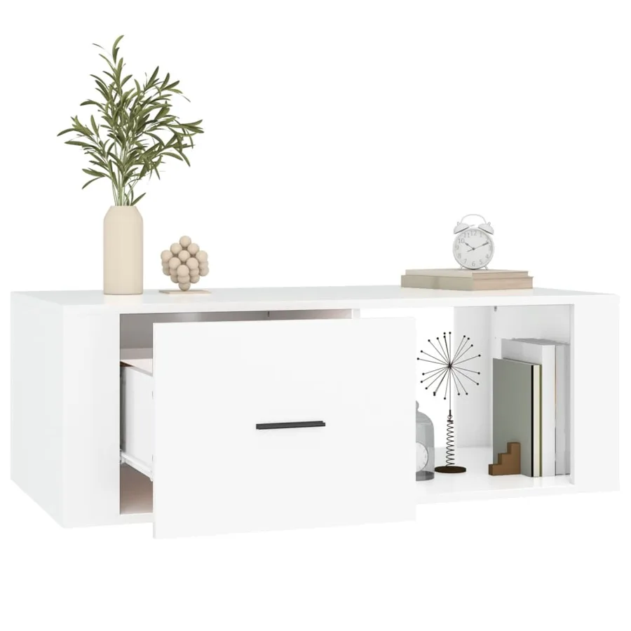 Table basse Blanc 100x50,5x35 cm Bois d'ingénierie - 5