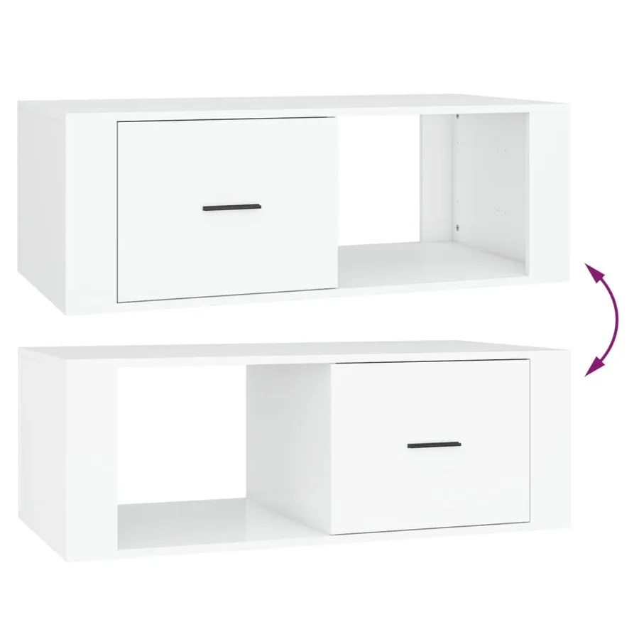 Table basse Blanc 100x50,5x35 cm Bois d'ingénierie - 9