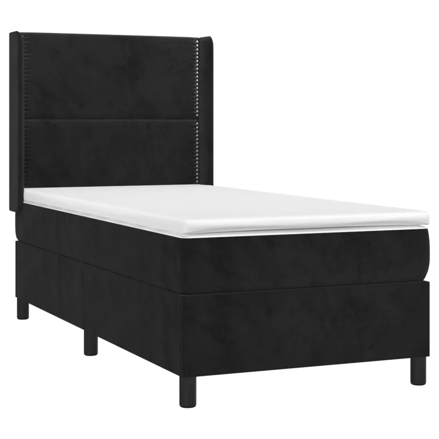 Sommier à lattes de lit matelas et LED Noir 80x200cm Velours - 4