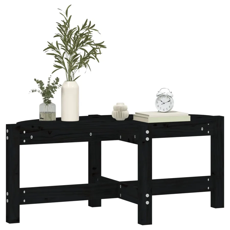 Table basse Noir 87x48x35 cm Bois massif de pin - 4