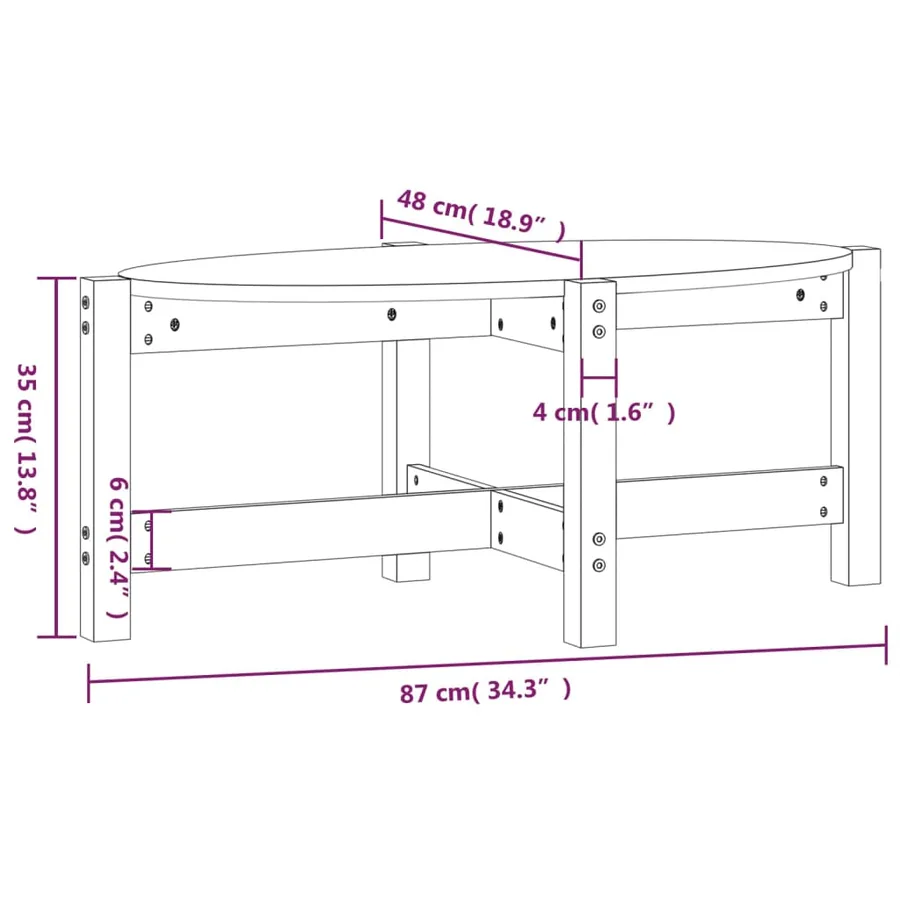 Table basse Noir 87x48x35 cm Bois massif de pin - 8