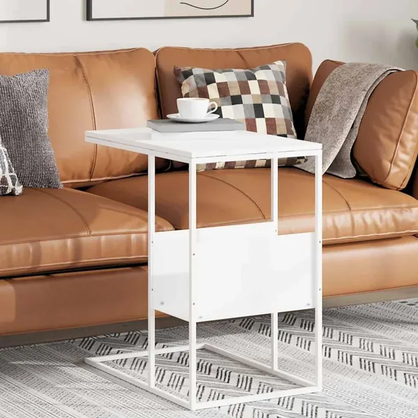 Table d'appoint Blanc 55x36x59,5 cm Bois d'ingénierie