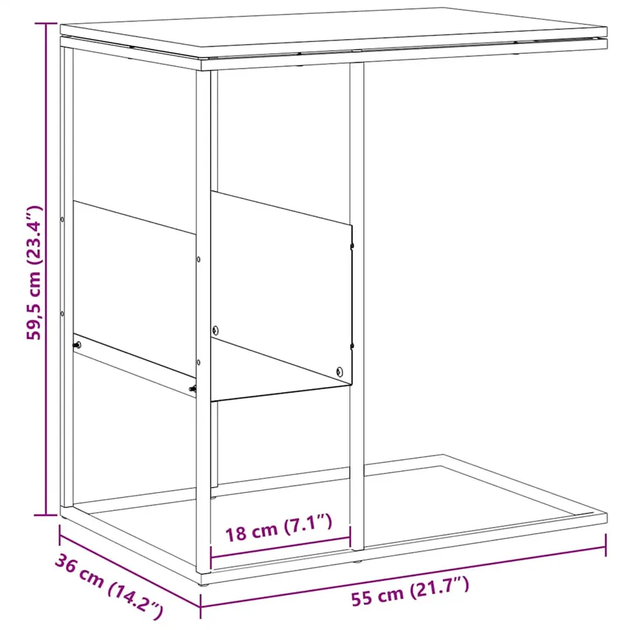 Table d'appoint Blanc 55x36x59,5 cm Bois d'ingénierie - 8
