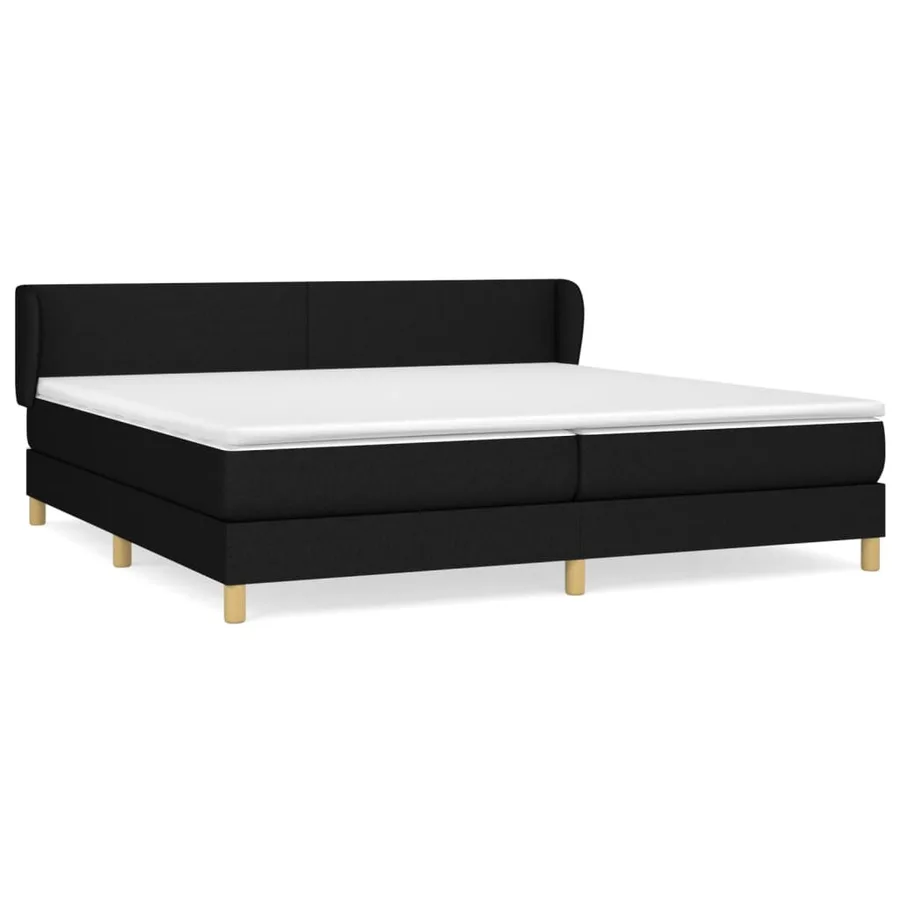 Sommier à lattes de lit avec matelas Noir 200x200 cm Tissu - 2