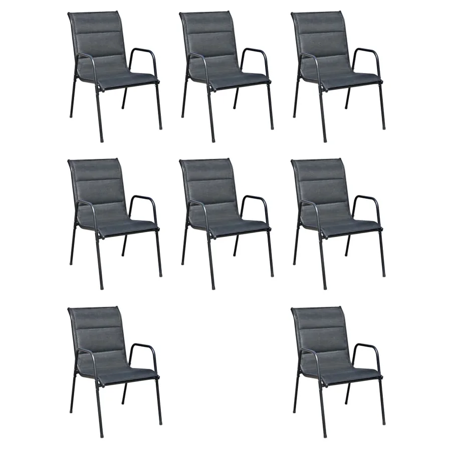 Ensemble à manger d'extérieur 9 pcs Acier Noir - 2