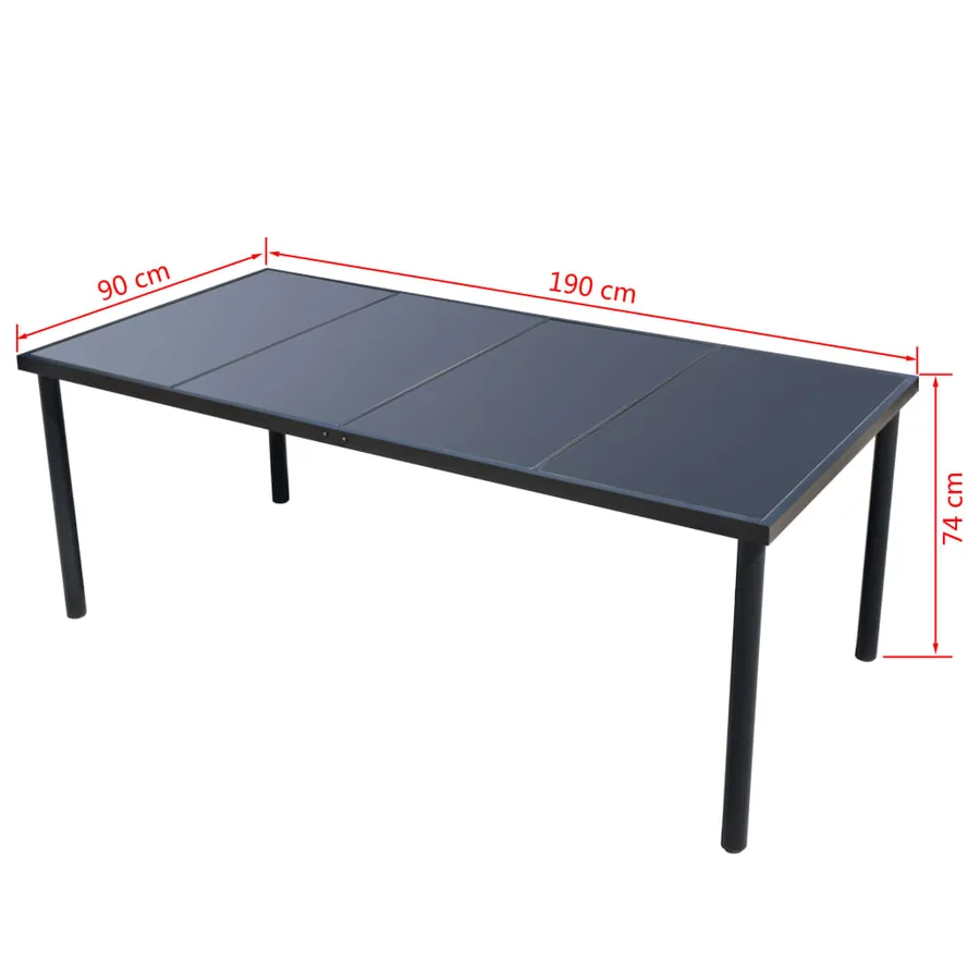 Ensemble à manger d'extérieur 9 pcs Acier Noir - 5