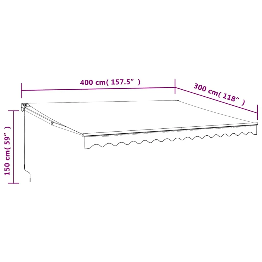 Auvent rétractable automatique anthracite 4x3 m - 8