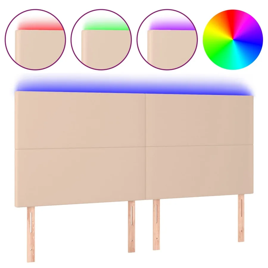 Tête de lit à LED Cappuccino 200x5x118/128 cm Similicuir - 2