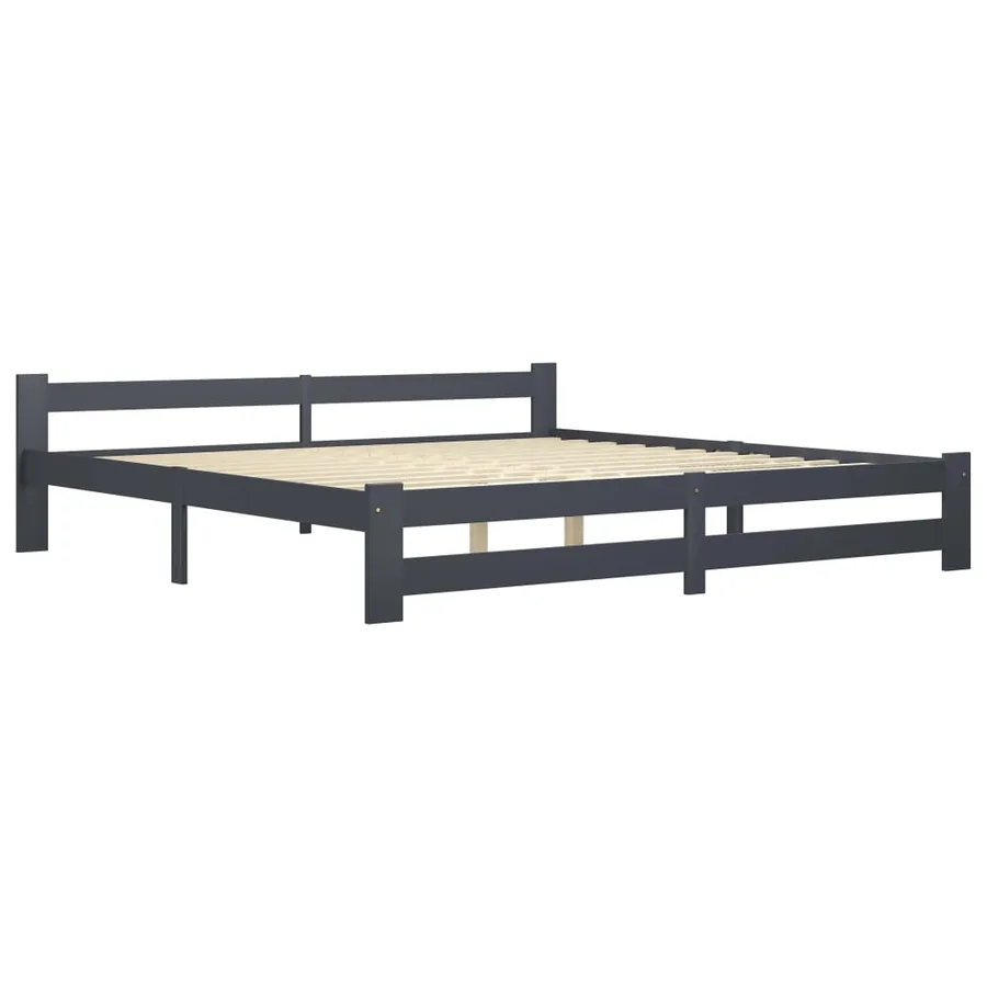 Cadre de lit sans matelas gris foncé pin massif 200x200 cm - 2