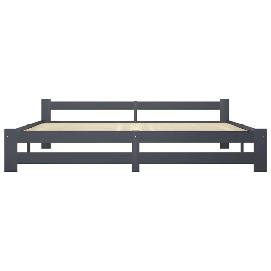 Cadre de lit sans matelas gris foncé pin massif 200x200 cm - 4