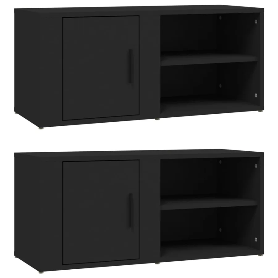 Meubles TV 2 pcs Noir 80x31,5x36 cm Bois d'ingénierie - 2