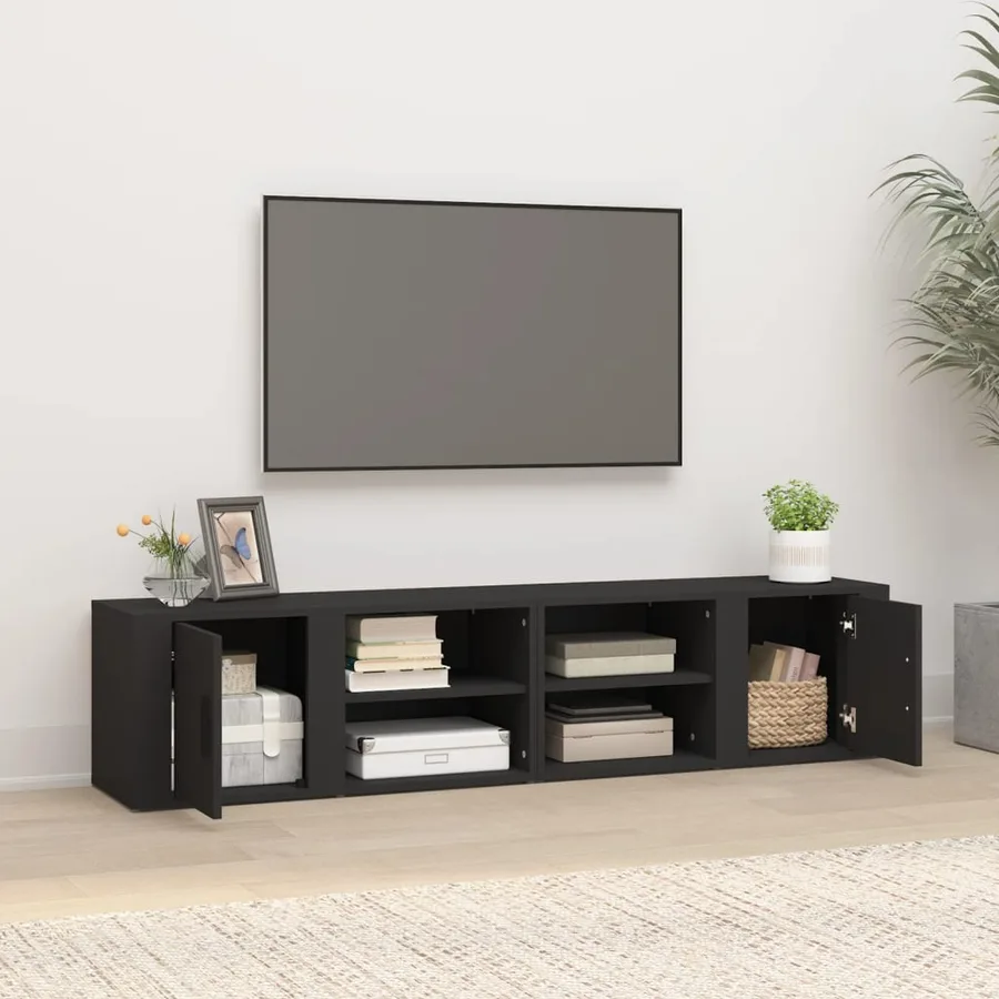 Meubles TV 2 pcs Noir 80x31,5x36 cm Bois d'ingénierie - 3