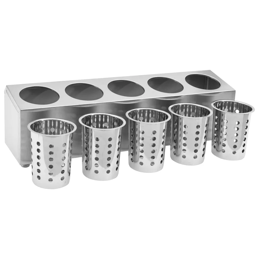 Porte-couverts 5 grilles Rectangulaire Acier inoxydable - 6