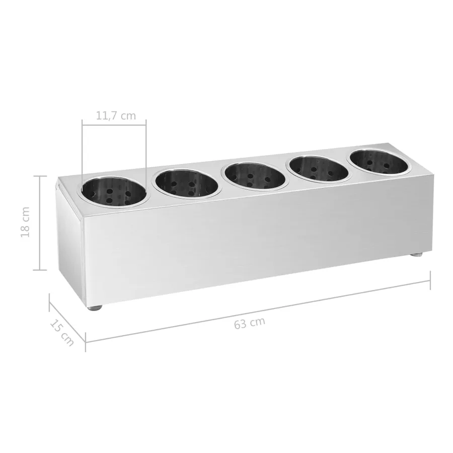 Porte-couverts 5 grilles Rectangulaire Acier inoxydable - 8