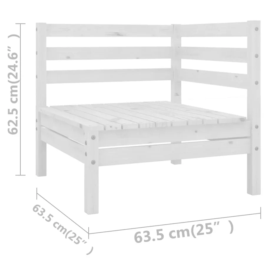 Salon de jardin 6 pcs Blanc Bois de pin massif - 10