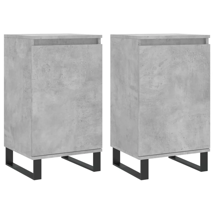 Buffets 2 pcs gris béton 40x35x70 cm bois d'ingénierie - 2