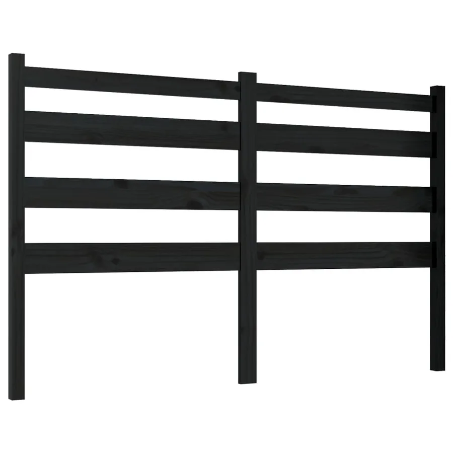 Tête de lit Noir 166x4x100 cm Bois massif de pin - 2