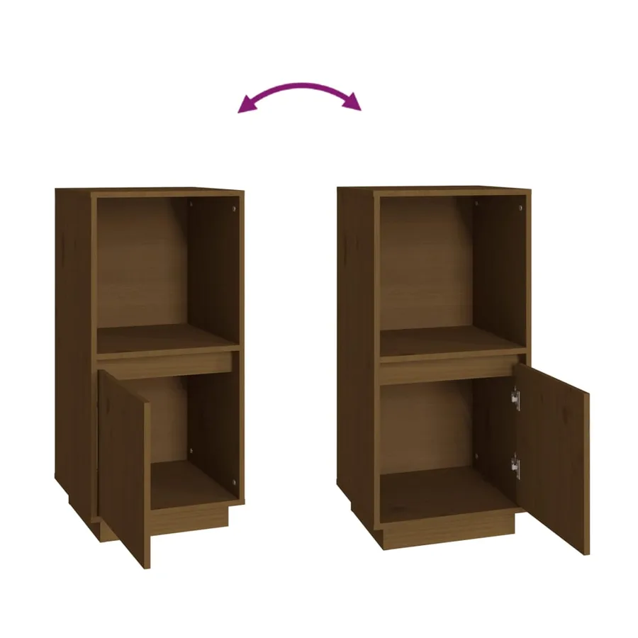 Buffet marron miel 38x35x80 cm bois massif de pin - 6
