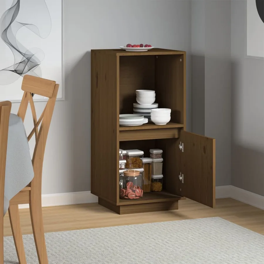 Buffet marron miel 38x35x80 cm bois massif de pin - 7