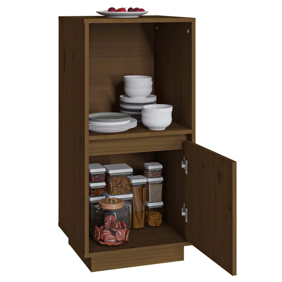 Buffet marron miel 38x35x80 cm bois massif de pin - 8