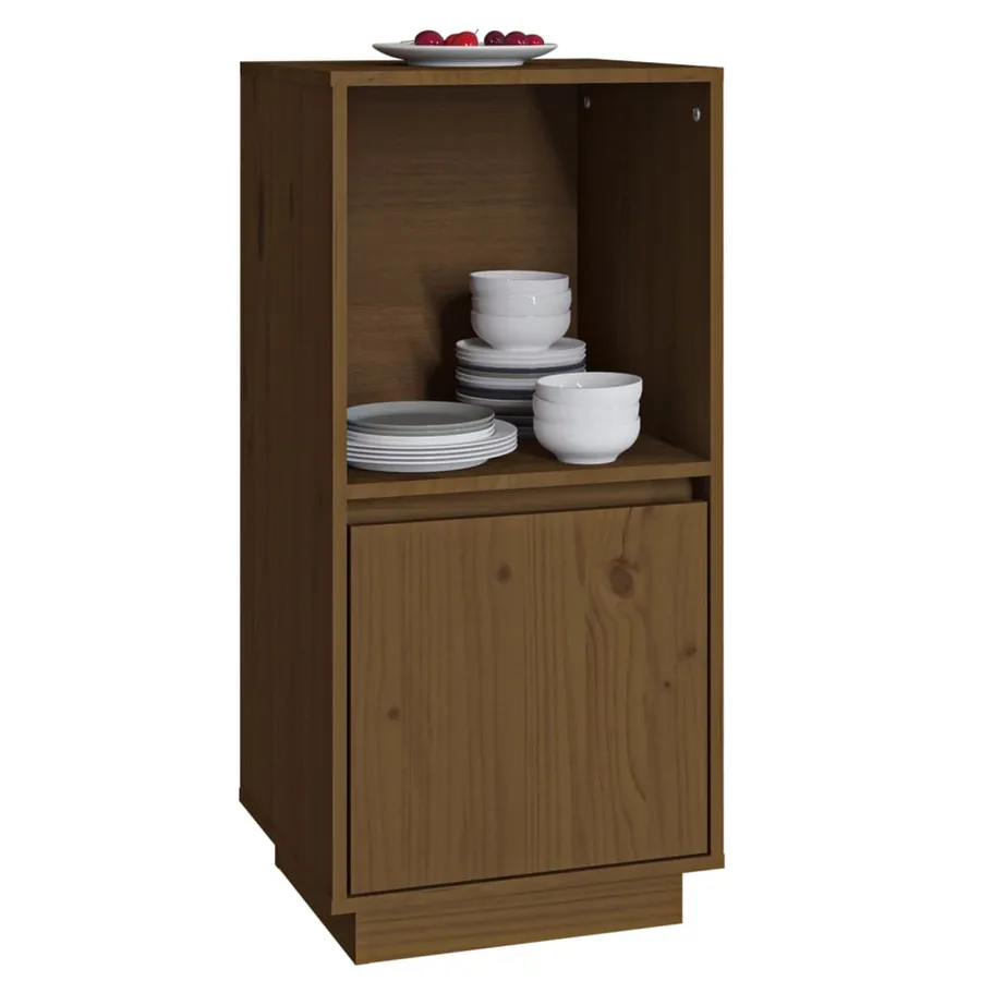 Buffet marron miel 38x35x80 cm bois massif de pin - 9