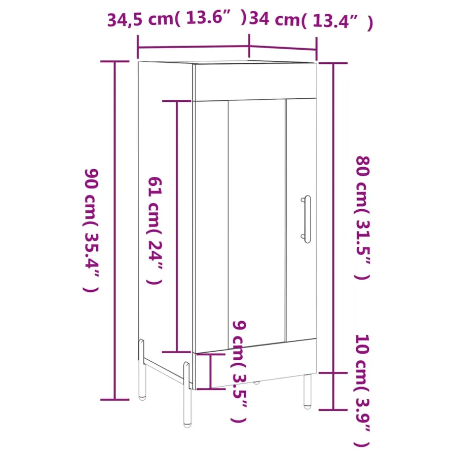 Buffet Chêne marron 34,5x34x90 cm Bois d'ingénierie - 13