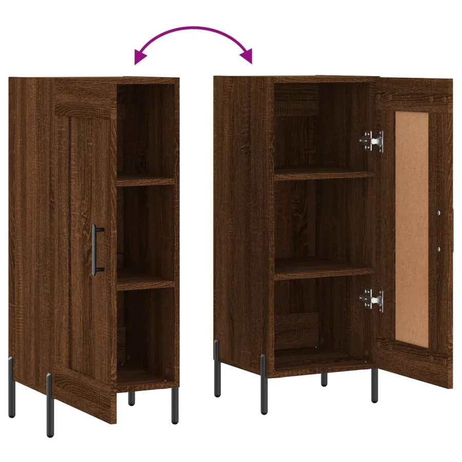 Buffet Chêne marron 34,5x34x90 cm Bois d'ingénierie - 9