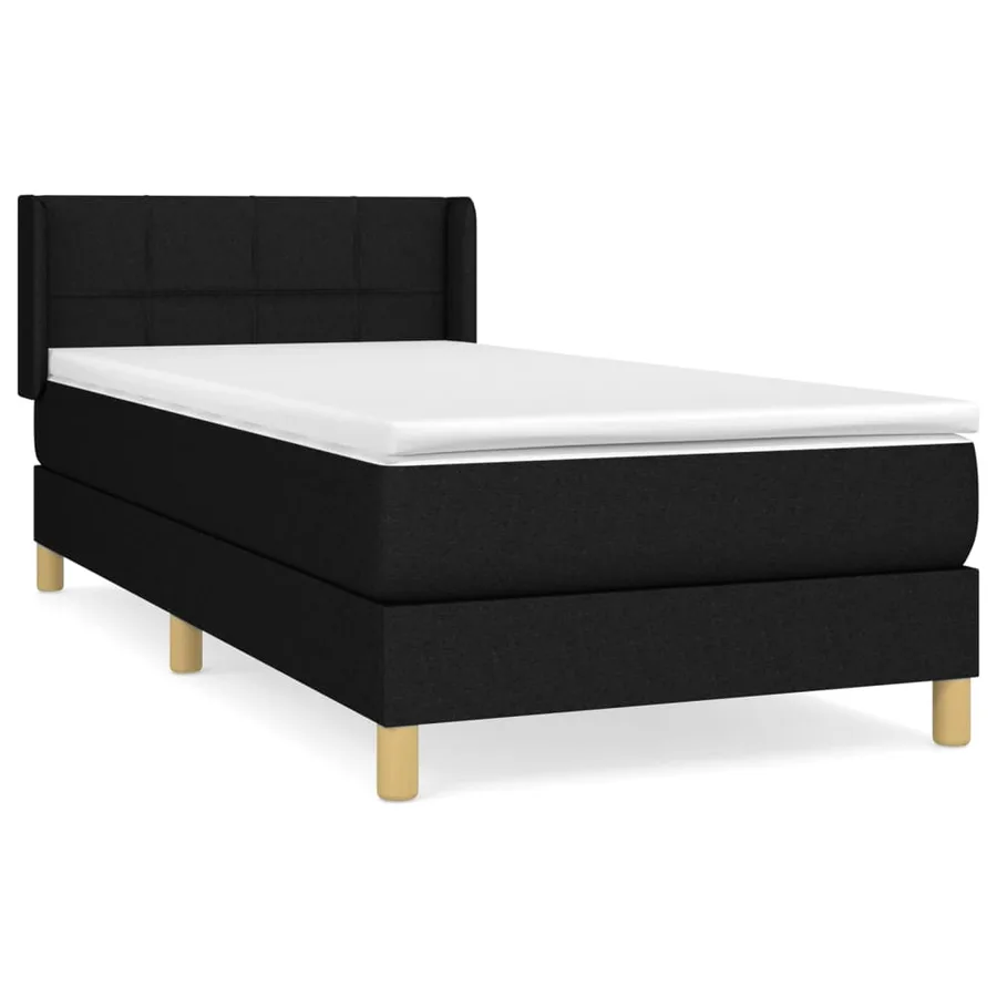 Sommier à lattes de lit et matelas Noir 80x200 cm Tissu - 2