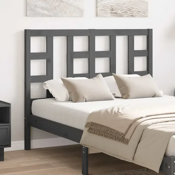 Tête de lit Gris 126x4x100 cm Bois massif de pin